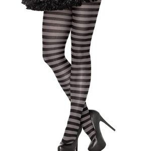 Leg Avenue Nylon Striped Tights Black/White